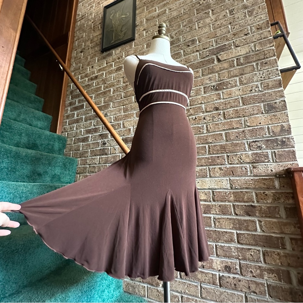 VTG Y2K 2000s Brown Fairy Grunge Mini Dress
